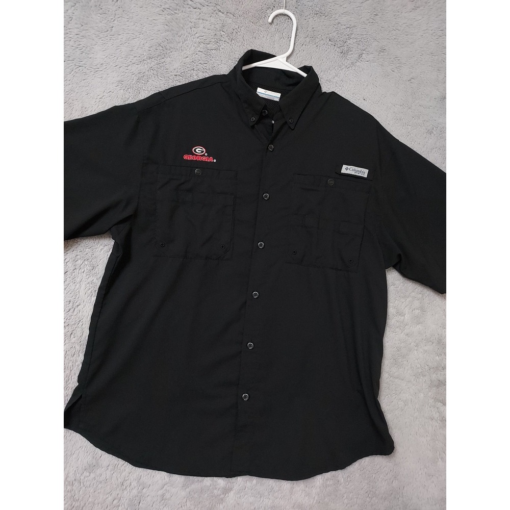 Georgia Bulldogs Shirt Mens Medium Columbia PFG Tamiami Omni Shade Black NCAA M